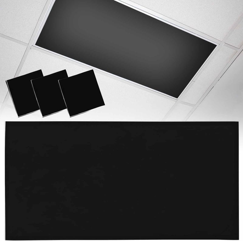 Futuregrace Magnetic Light Cover for Classroom Drop Ceiling,3 Pack 4x2 Ft Fluorescent Light Covers for Office Home Ceiling Light Pure Black Solid Color Lampshade - Image 1